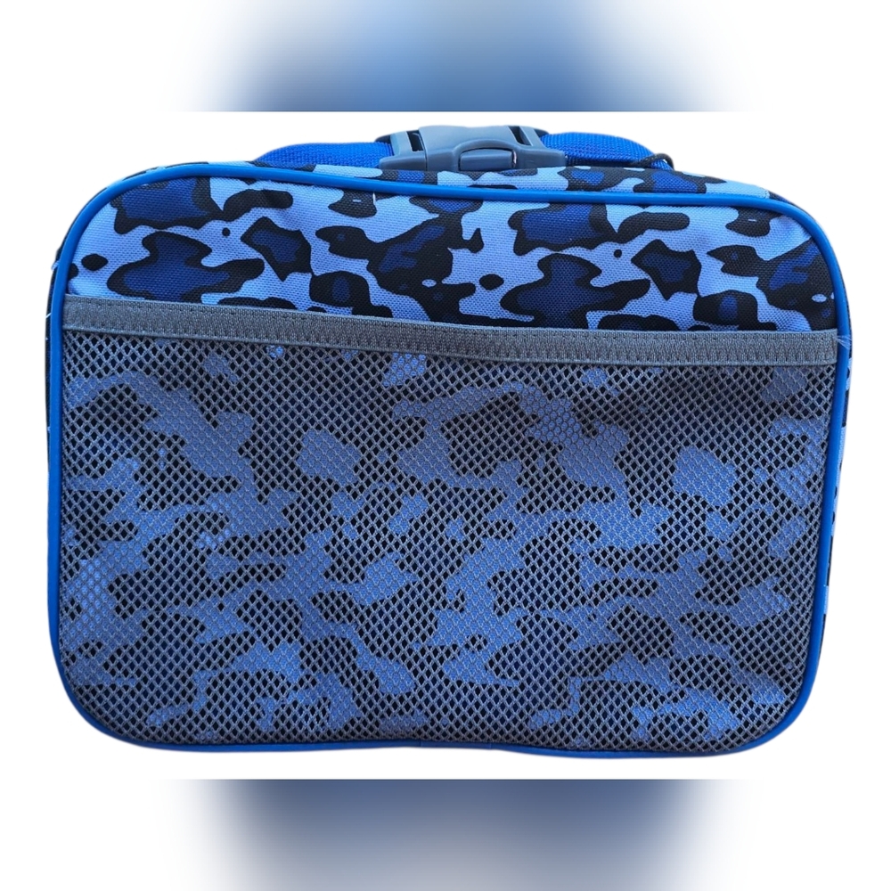 Adidas - NEW Blue and Orange Camo Lunch Bag Insulated w/Clip & Outside Pocket - Picture 4 of 7